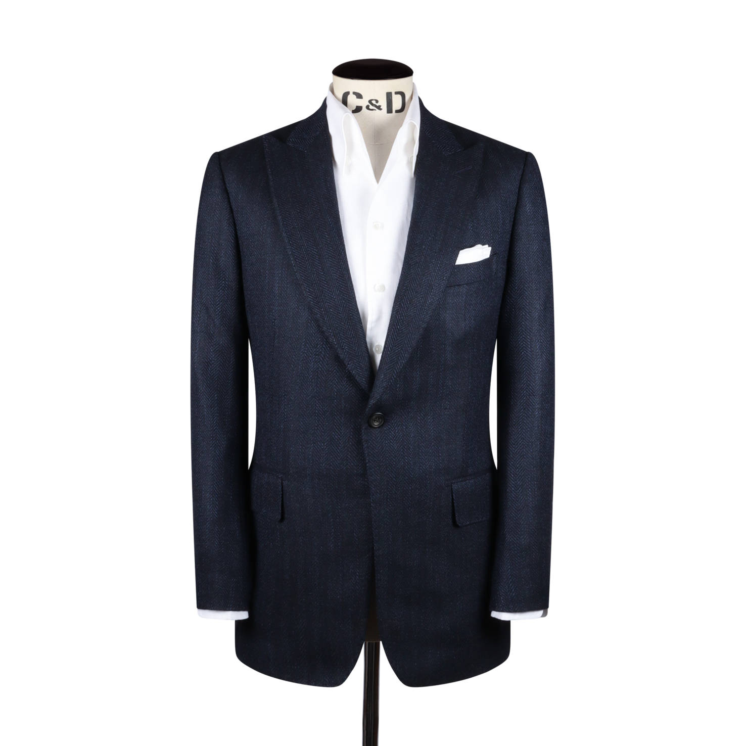 Single Breasted Peak Lapel Jacket In Silk Herringbone