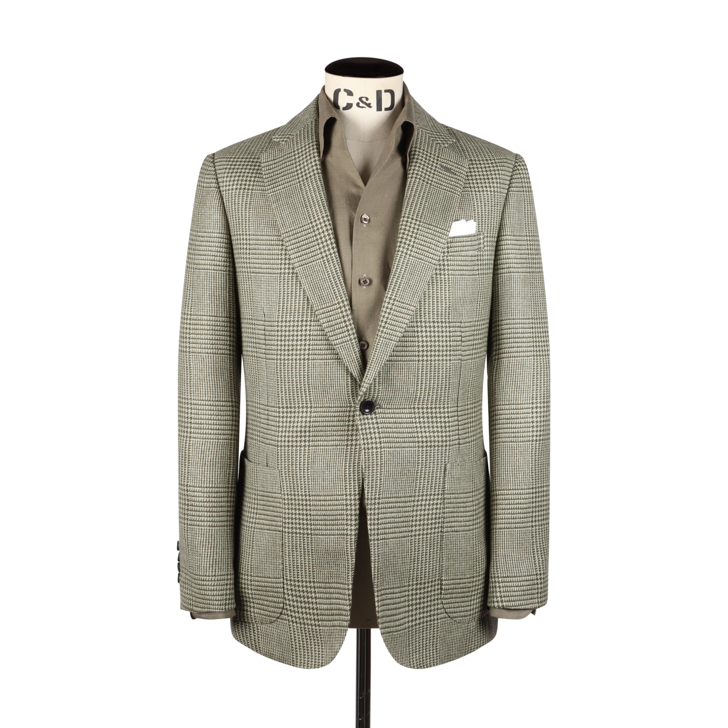 Single Breasted Notch Jacket In Green Glen Check