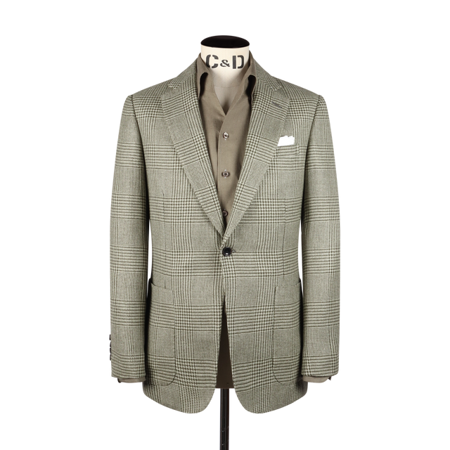 Single Breasted Notch Jacket in Sage Green Glen Check
