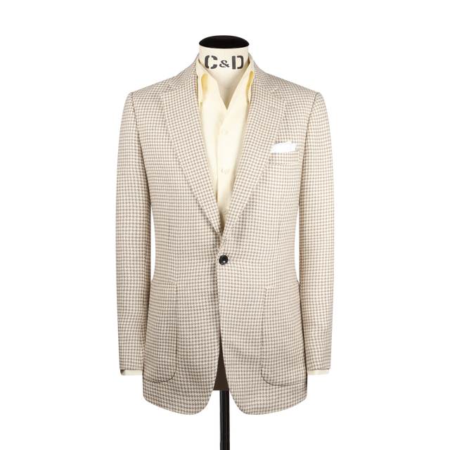 Single Breasted Notch Jacket in Cream Houndstooth