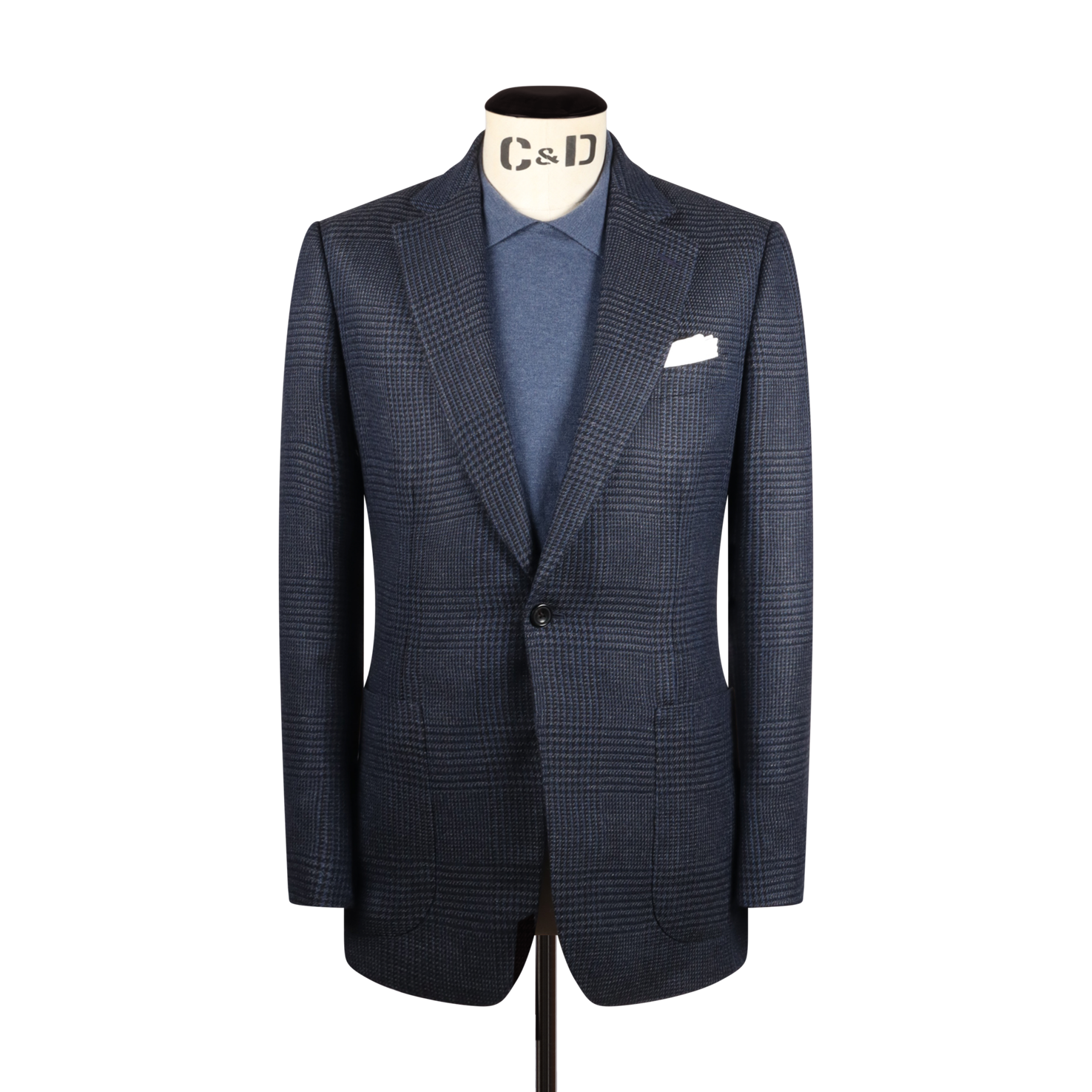 Single Breasted Notch Jacket In Marine Glen Check