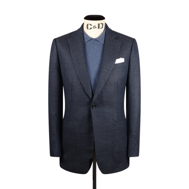 Single Breasted Notch Jacket in Marine Glen Check