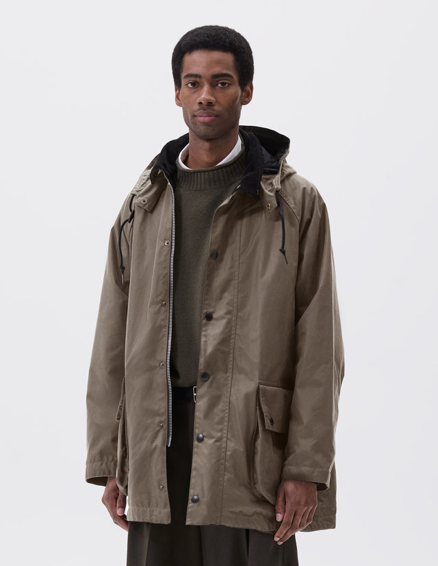 STAND COLLAR PARKA | WAXED COTTON | KELP