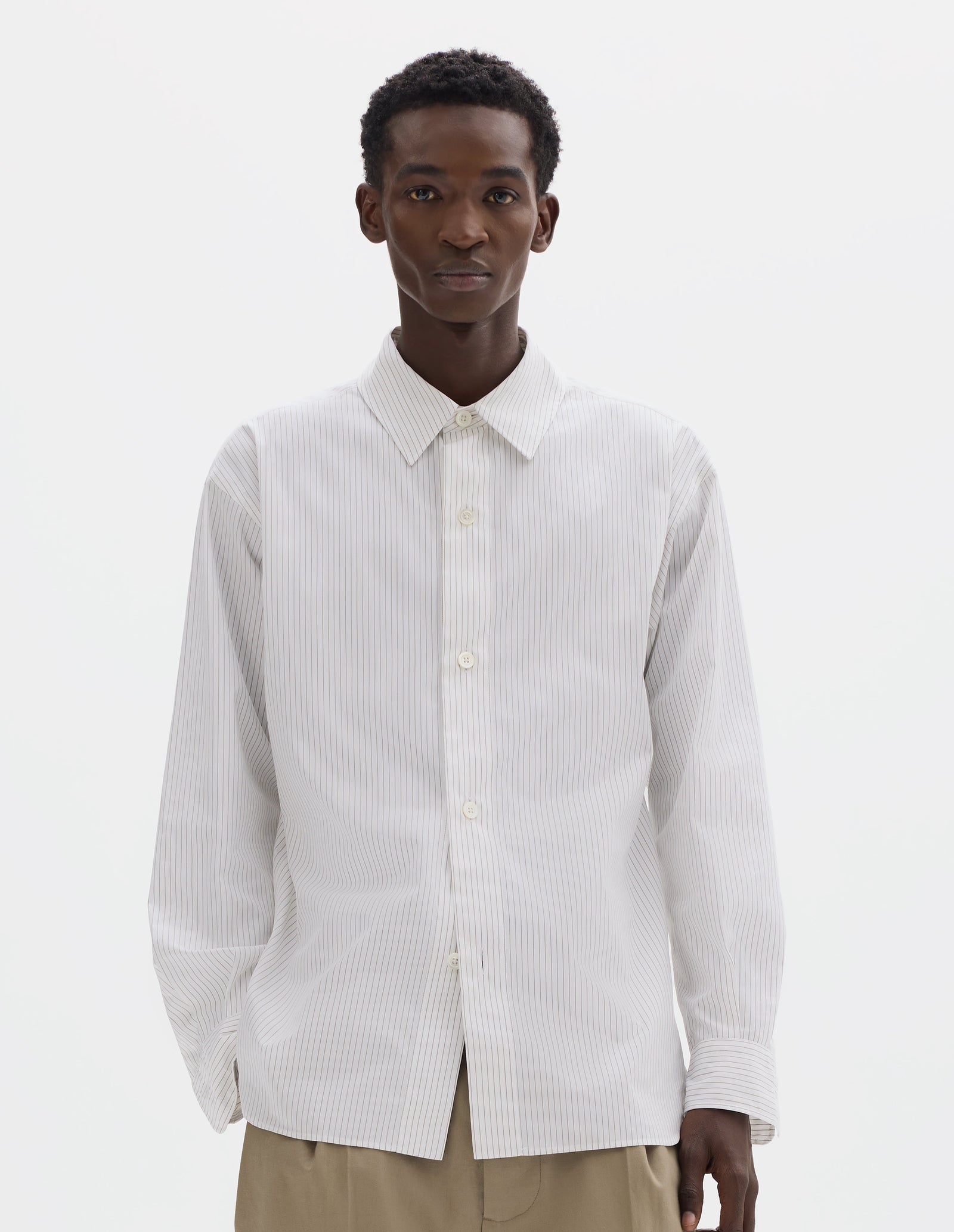 Relaxed Shirt Pencil Cotton Stripe White