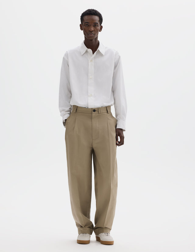 STITCH PLEAT TROUSERS | DENSE COTTON DRILL | DARK STONE