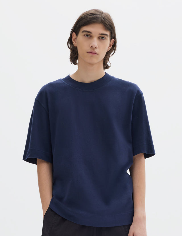MHL. FLATLOCK CREW NECK TOP | MATTE JERSEY | INDIGO