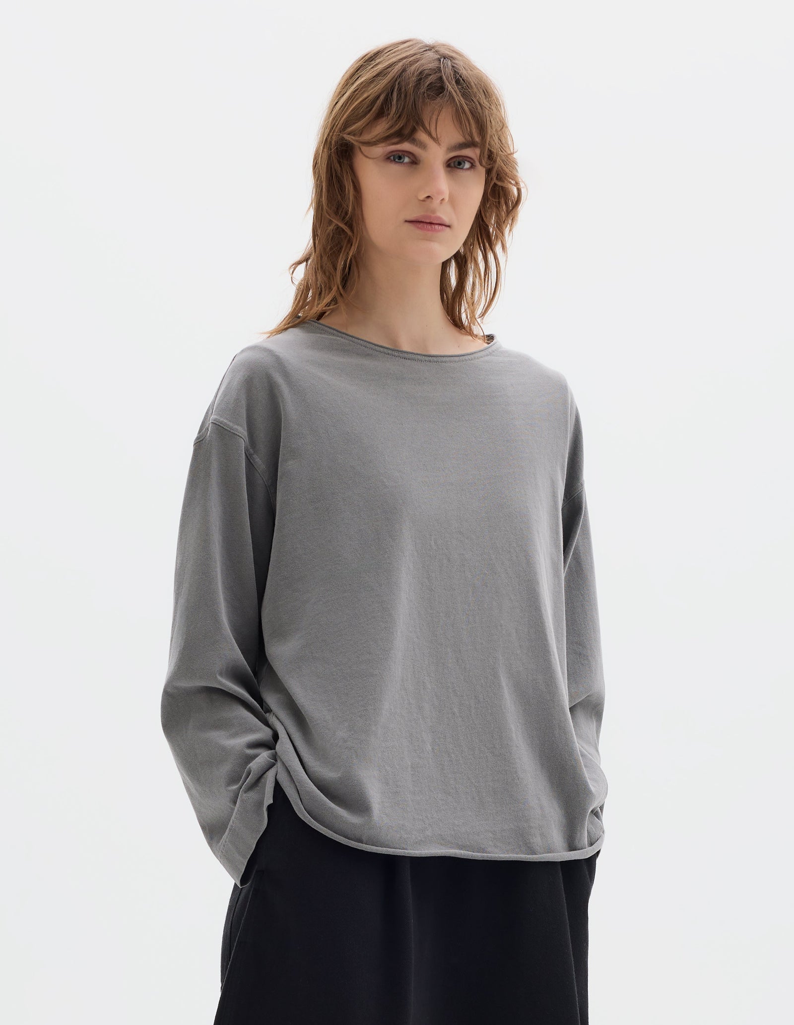 Mhl Rolled Edge Long Sleeve Lightweight Cotton Jersey Lead
