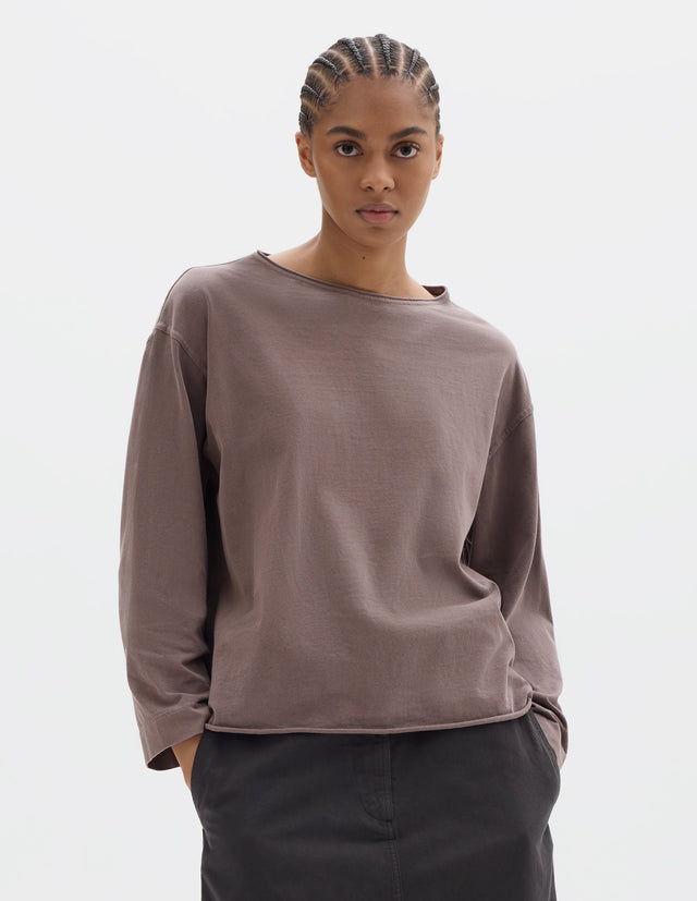 MHL. ROLLED EDGE LONG SLEEVE | LIGHTWEIGHT COTTON JERSEY | MINERAL PINK