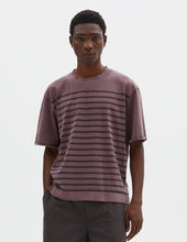 MHL. OVERDYE STRIPE T SHIRT | LIGHTWEIGHT DRY JERSEY | BERRY / MAHOGANY