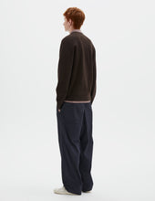 Mhl Flatlock Cardigan Pure Wool Earth