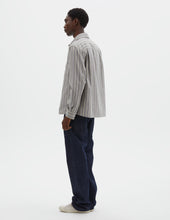 Mhl Overall Shirt Pyjama Stripe Cotton Off White Grey Zest