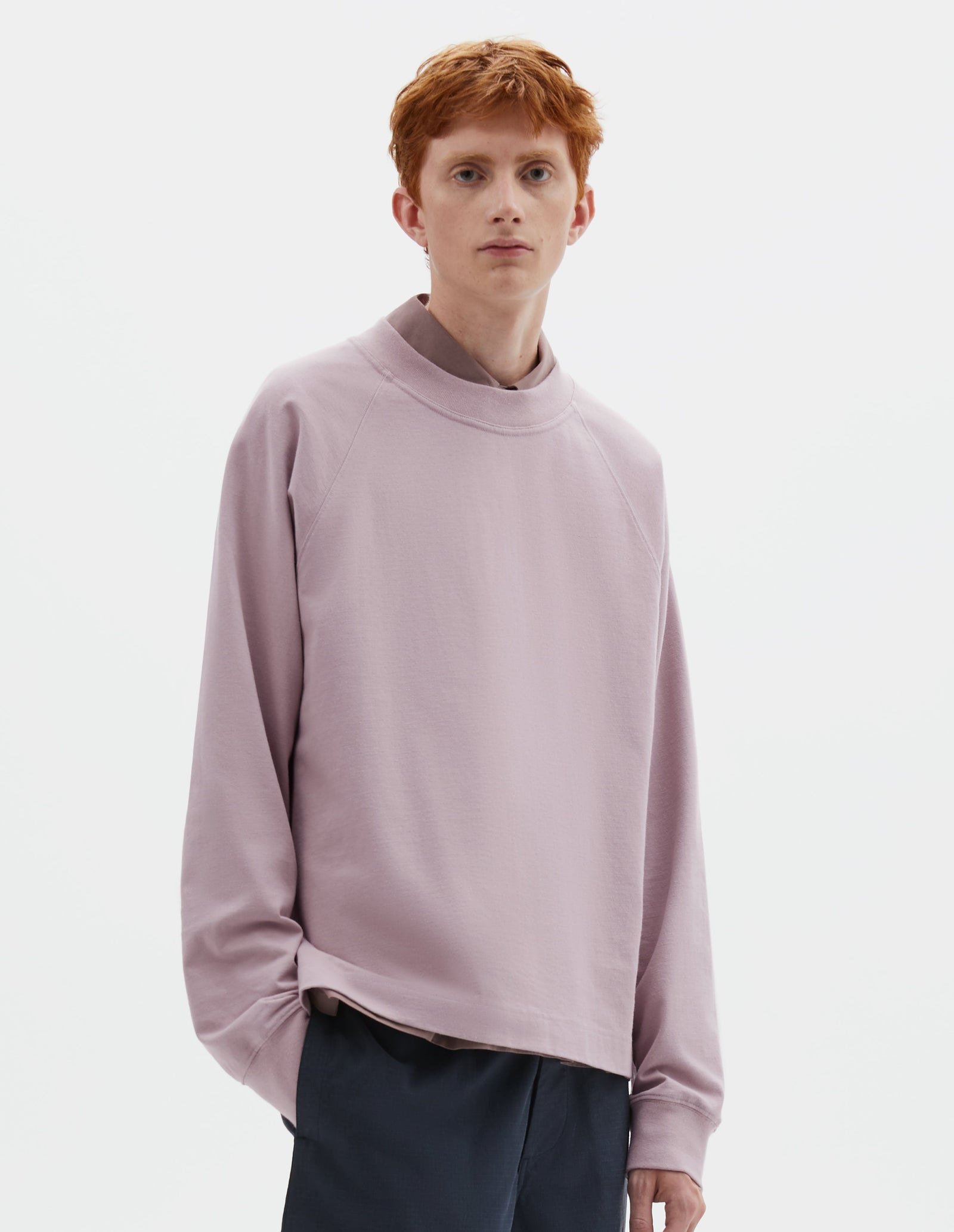Mhl Mock Neck T Shirt Dry Cotton Jersey Heather
