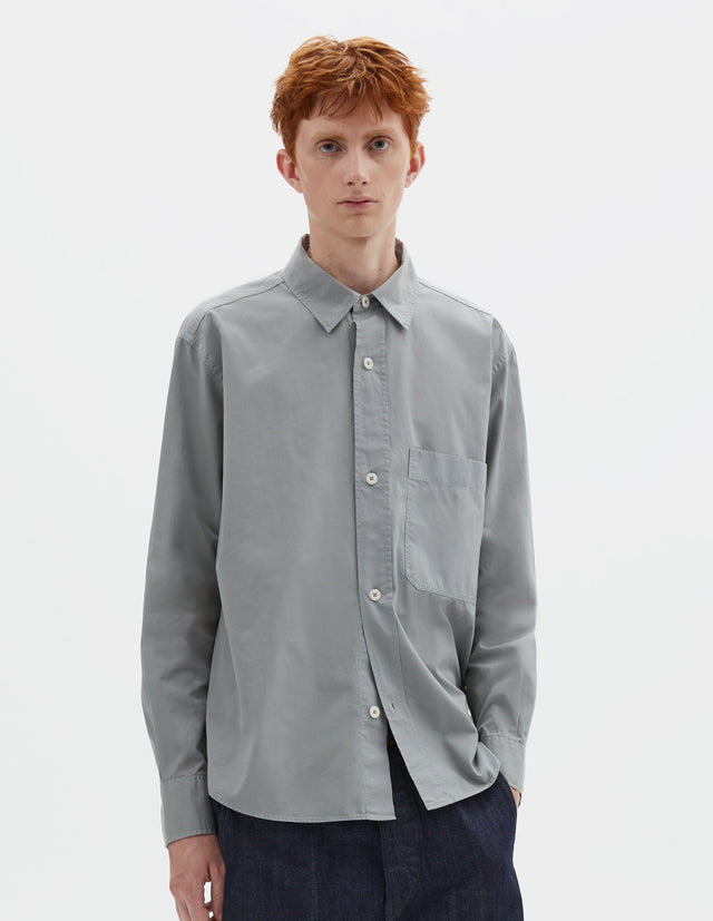 MHL. BASIC SHIRT | COMPACT COTTON POPLIN | FOG