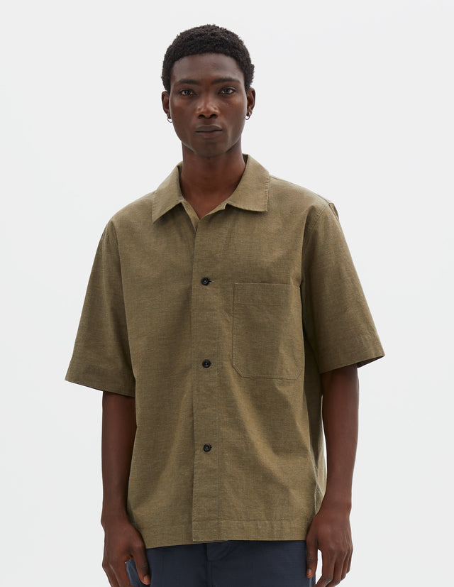 MHL. S/S PJ SHIRT | DRY COTTON END ON END | MOSS