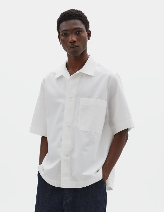 MHL. S/S PJ SHIRT | COTTON LINEN POPLIN | CHALK