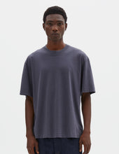 MHL. SIMPLE T SHIRT | ORGANIC COTTON LINEN JERSEY | SLATE BLUE