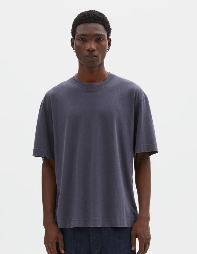 MHL. SIMPLE T SHIRT | ORGANIC COTTON LINEN JERSEY | SLATE BLUE