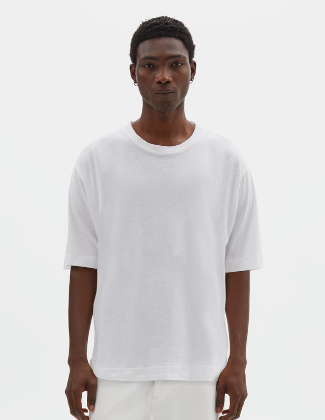 MHL. SIMPLE T SHIRT | ORGANIC COTTON LINEN JERSEY | WHITE