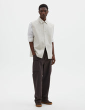 Mhl Sleeveless Overshirt Irregular Cotton Drill Chalk