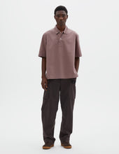 Mhl Offset Placket Polo Washed Cotton Poplin Mineral Pink