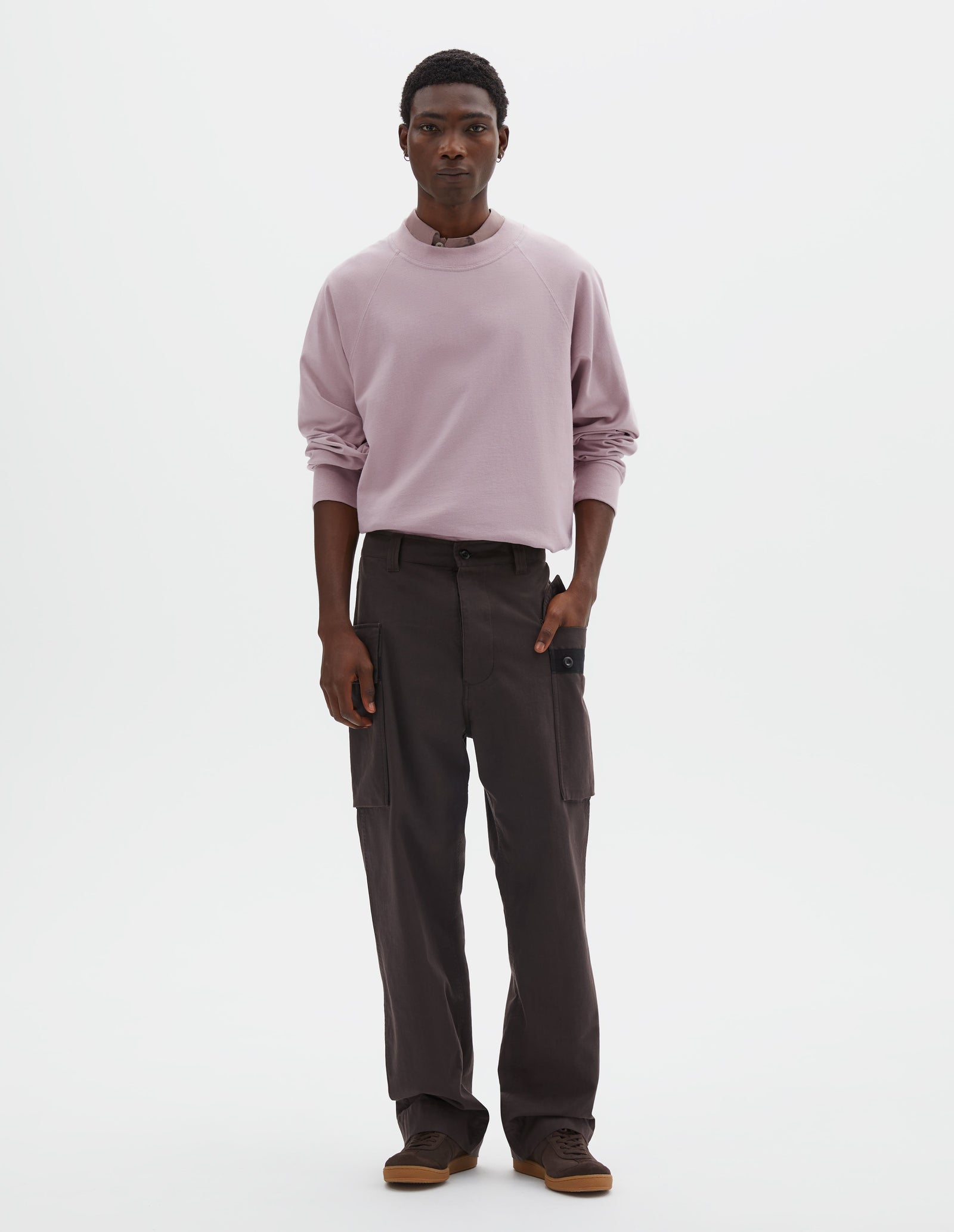Mhl Cargo Pocket Trousers Irregular Cotton Drill Mahogany