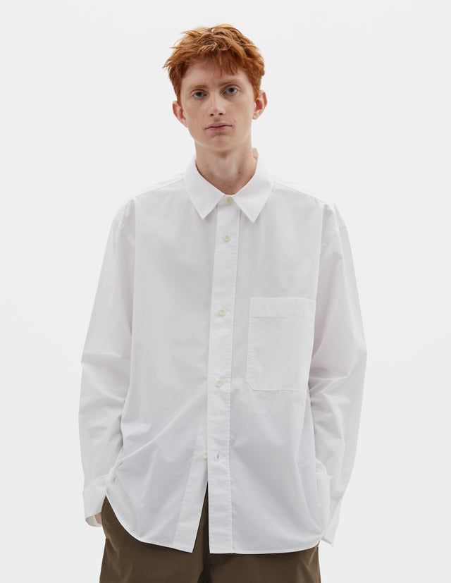 MHL. BASIC SHIRT | COMPACT COTTON POPLIN | WHITE