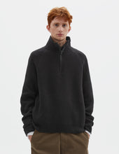 MHL. ZIP UP POLO JUMPER | WOOL COTTON | BLACK