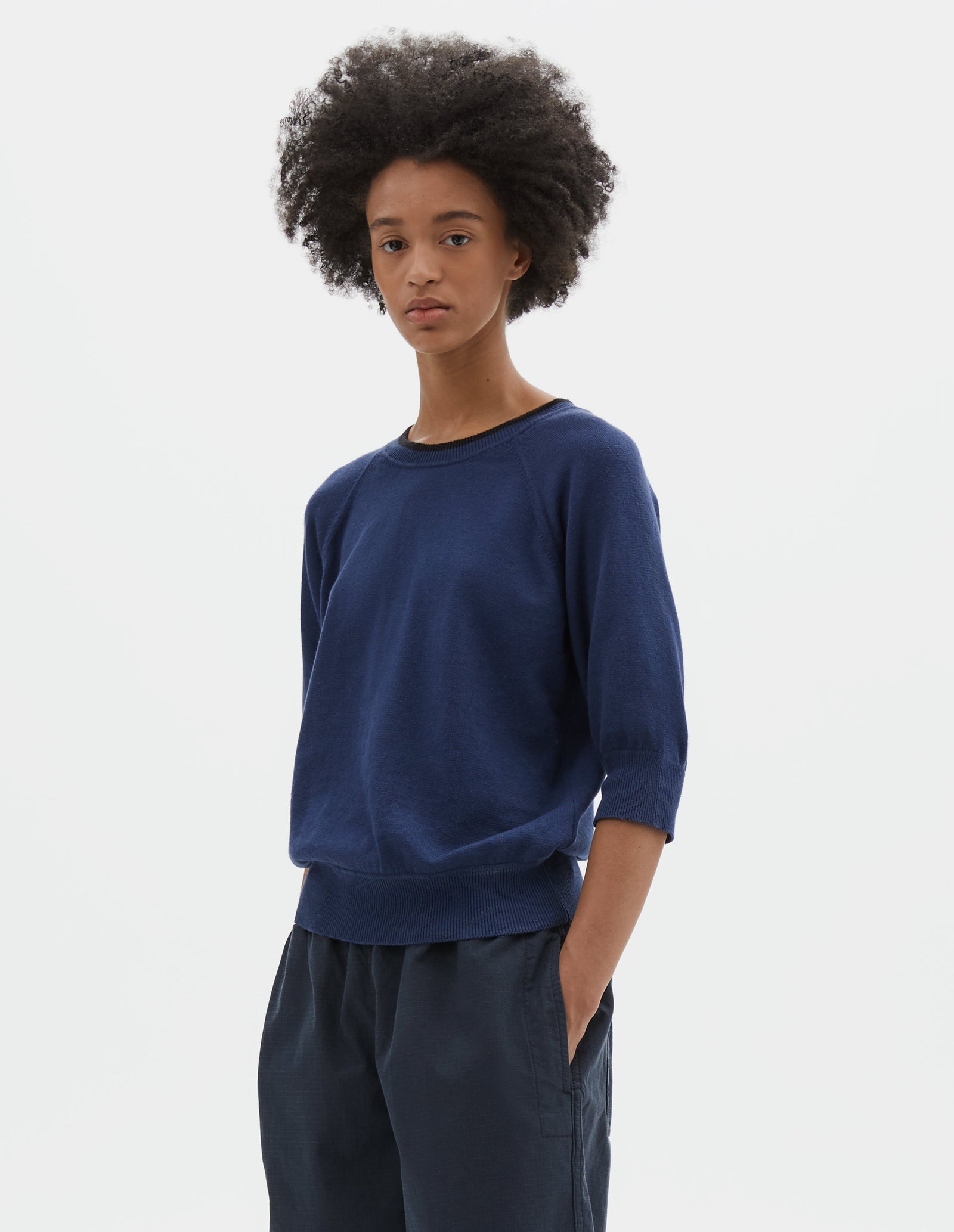 Mhl Tipped Crew Neck T Shirt Hemp Cotton Workwear