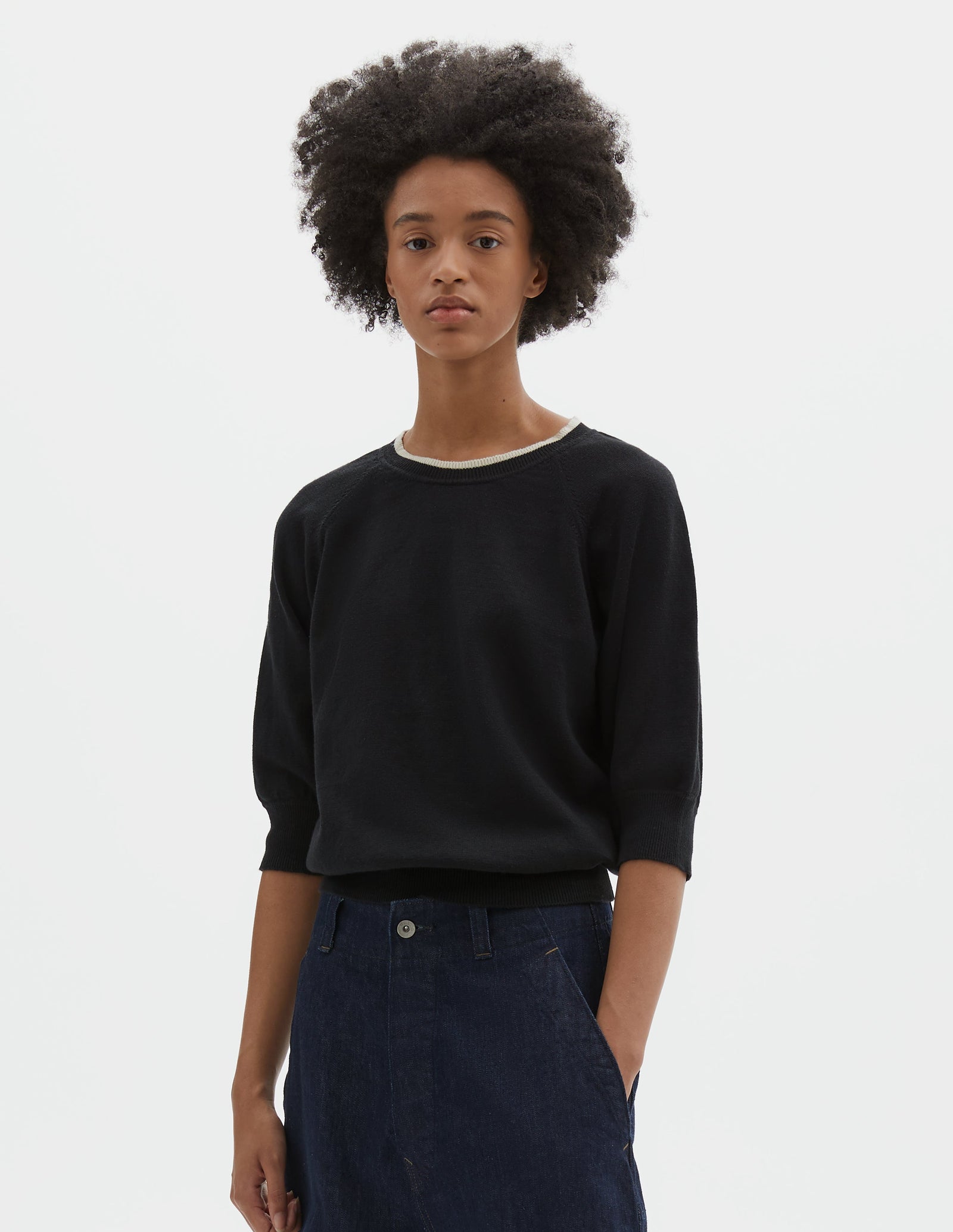 Mhl Tipped Crew Neck T Shirt Hemp Cotton