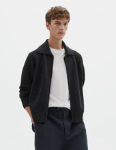 ZIP COLLAR CARDIGAN | IRREGULAR SPUN WOOL | ASPHALT