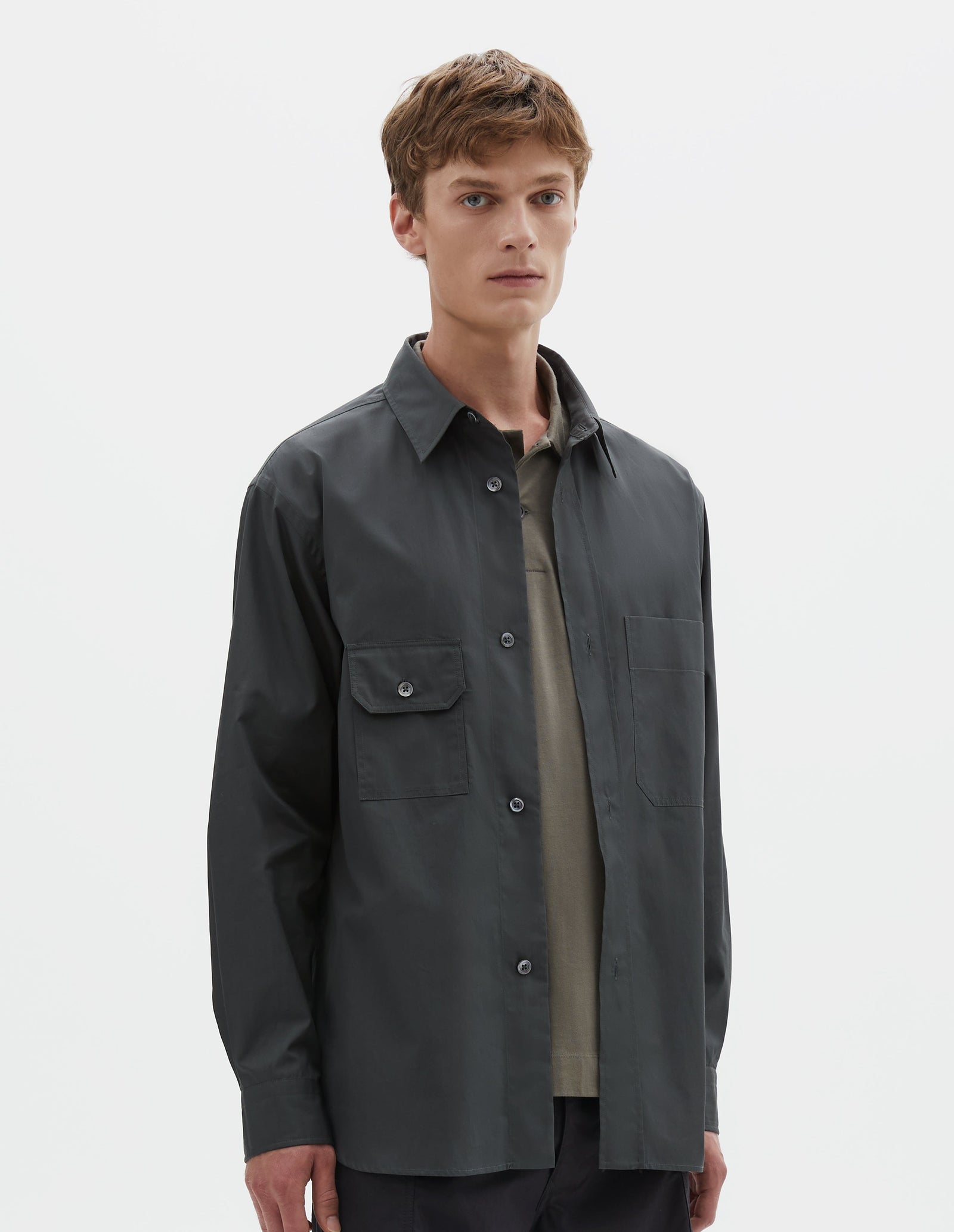 Odd Pocket Shirt Double Twist Cotton Poplin Dark