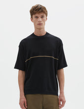 FINE STRIPE T SHIRT | FINE COTTON MERINO | BLACK