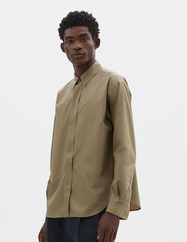 MINIMAL DRESS SHIRT | SUPERFINE COTTON POPLIN | STONE