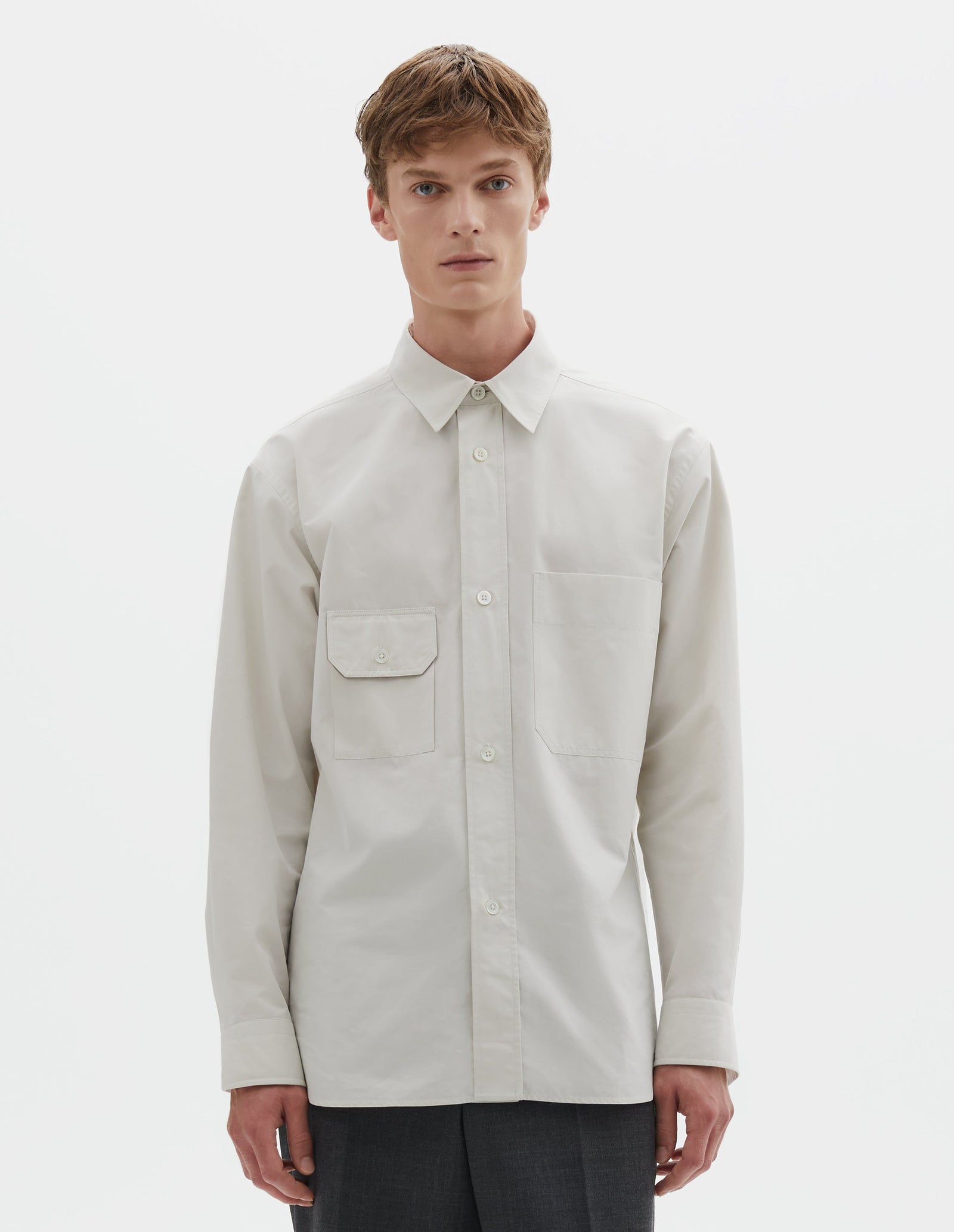 Odd Pocket Shirt Yarn Dye Cotton Poplin Parchment
