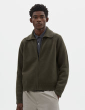 ZIP COLLAR CARDIGAN | IRREGULAR SPUN WOOL | KHAKI