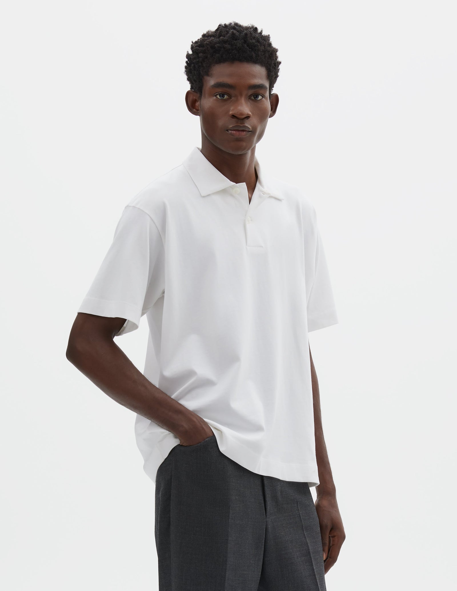 Short Sleeve Button Polo Cotton Jersey