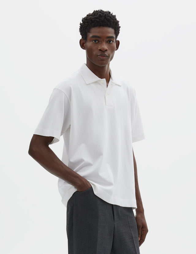 SHORT SLEEVE BUTTON POLO | COTTON JERSEY | WHITE