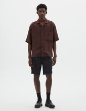 Revere Collar Shirt Soft Linen Poplin Mahogany
