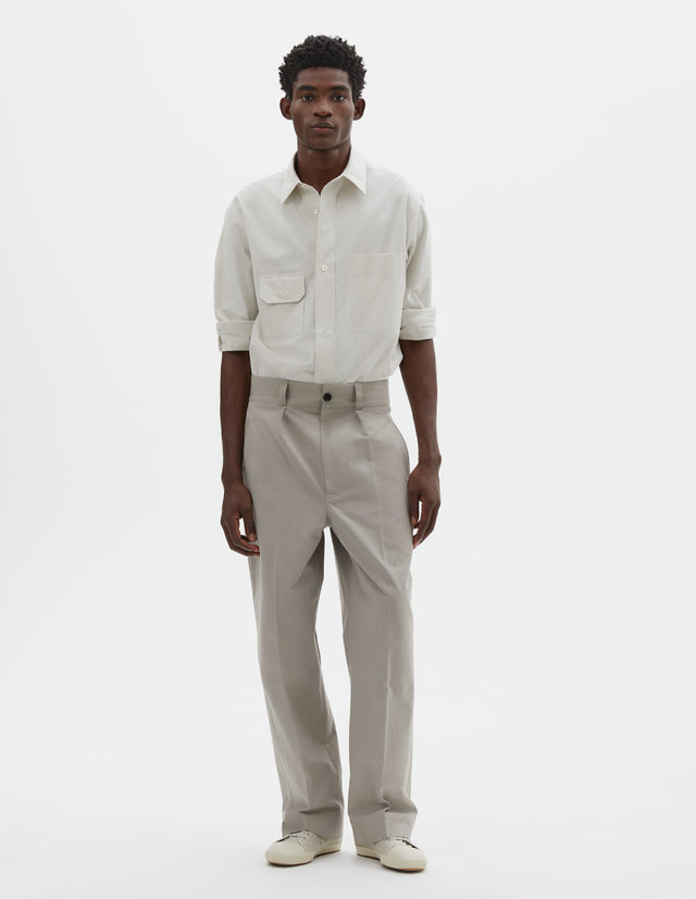 JET POCKET TROUSERS | HEAVY COTTON POPLIN | PUTTY