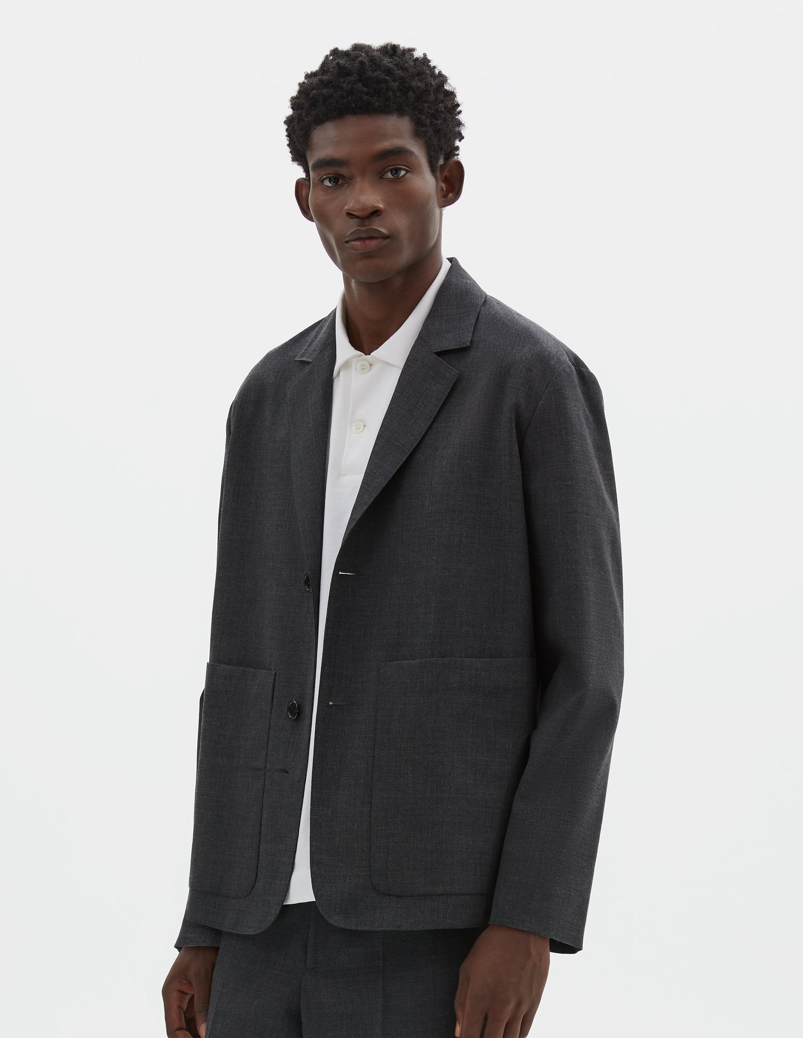 Patch Pocket Blazer Crisp Wool Plainweave