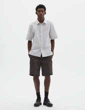 Sleeve Band Shirt Shadow Stripe Cotton White Grey