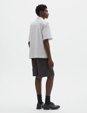 Sleeve Band Shirt Shadow Stripe Cotton White Grey