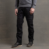 Die Hard Double Knee Straight Leg - 14oz 'Onyx' Double Black/Contrast Grey Stitch