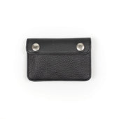 Cast compact wallet in black and taupe pebbled leather