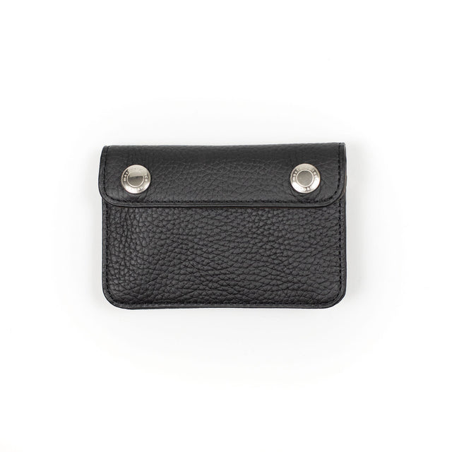 Cast compact wallet in black and taupe pebbled leather