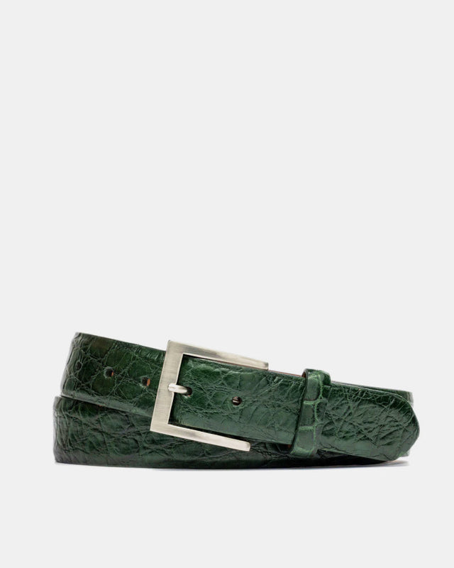 Matte American Alligator Belt In Green