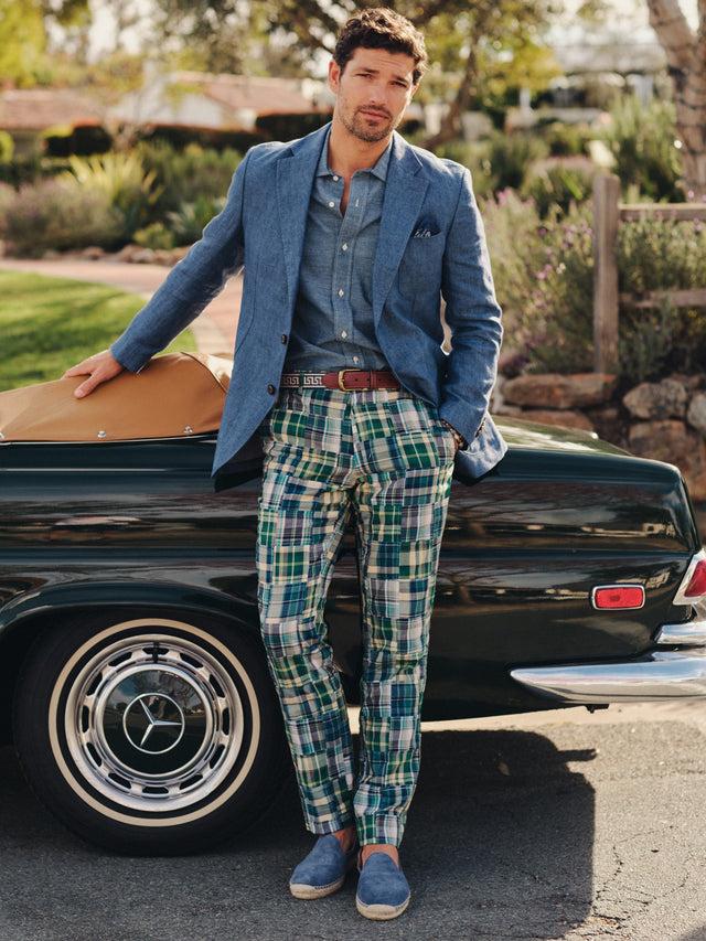 Tan/Green/Blue Patchwork Madison Fancy Pants | Men's Pants | J.McLaughlin