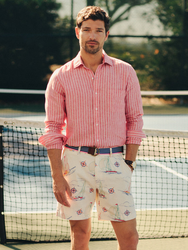 Cream/Blue/Red Compass Points Chatham Shorts | Men's Shorts | J.McLaughlin
