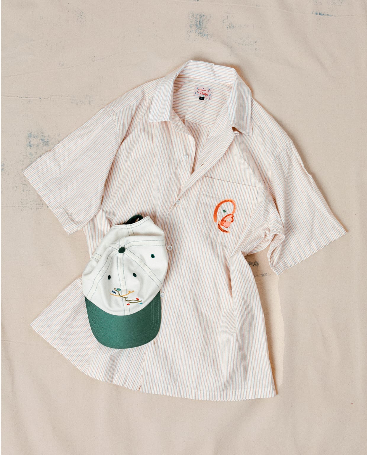 Mayumi Y For Drake S Stripe Cotton Camp Collar Short Sleeve Shirt