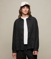 Cropped Worker S Linen Jacket
